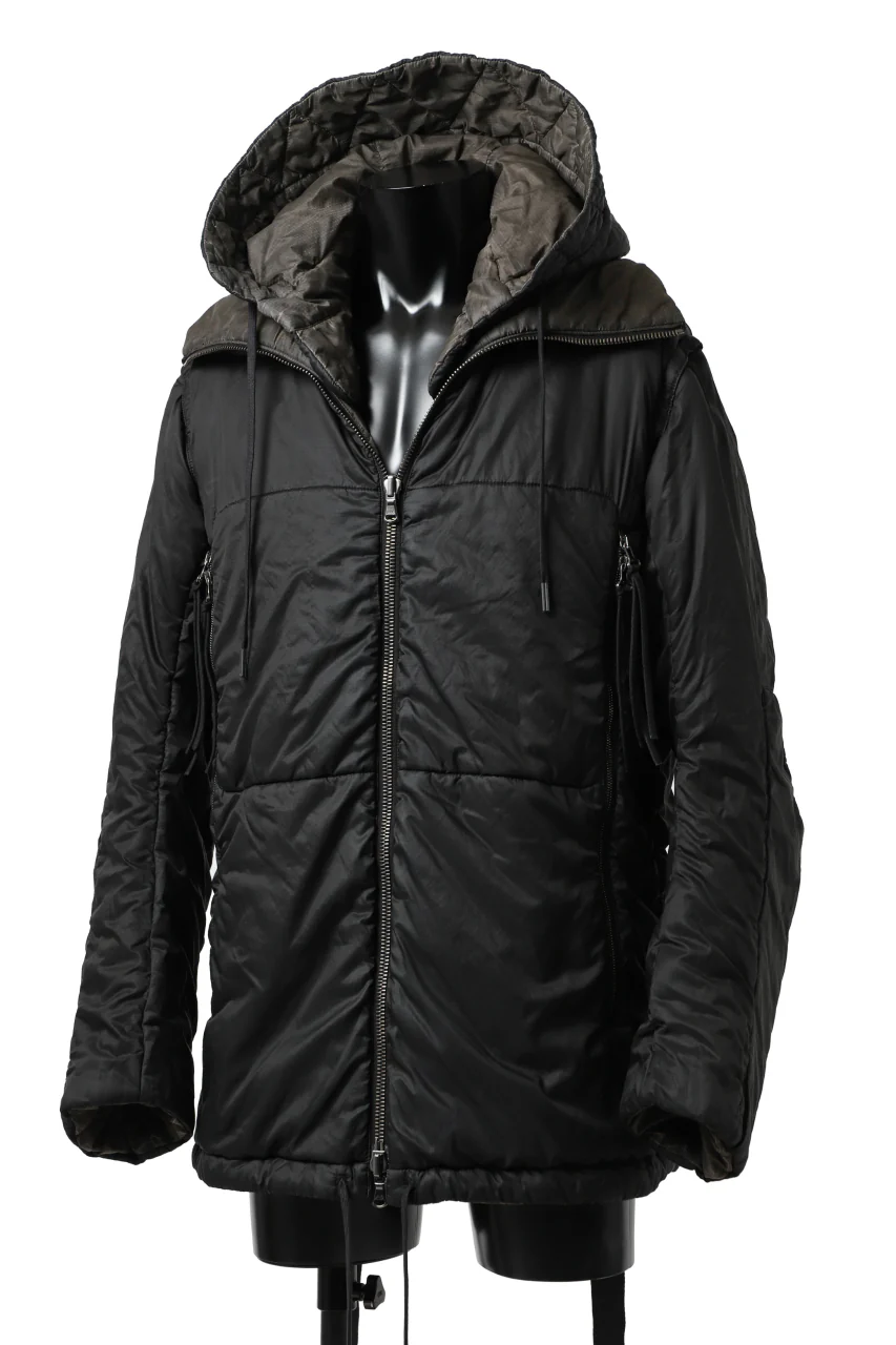 masnada REVERSIBLE 8WAY PADDED JACKET / RIPSTOP + RECYCLED WADDING (BLACK/DUST) - Image 10