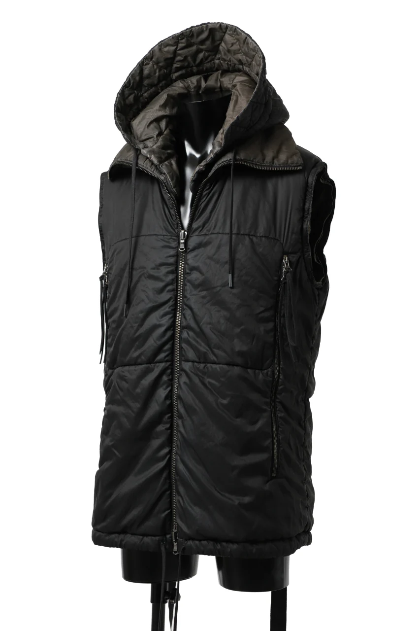 masnada REVERSIBLE 8WAY PADDED JACKET / RIPSTOP + RECYCLED WADDING (BLACK/DUST) - Image 14