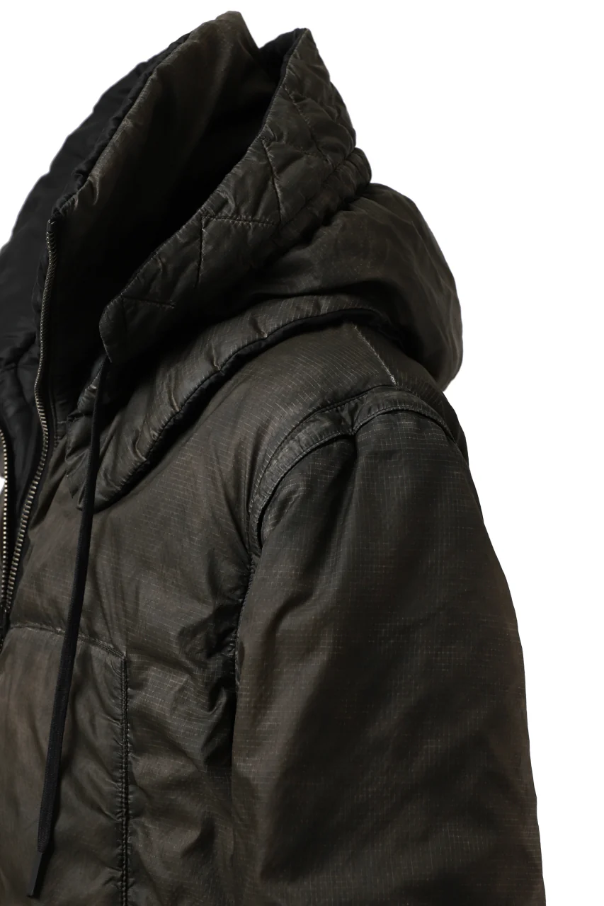 masnada REVERSIBLE 8WAY PADDED JACKET / RIPSTOP + RECYCLED WADDING (BLACK/DUST) - Image 29
