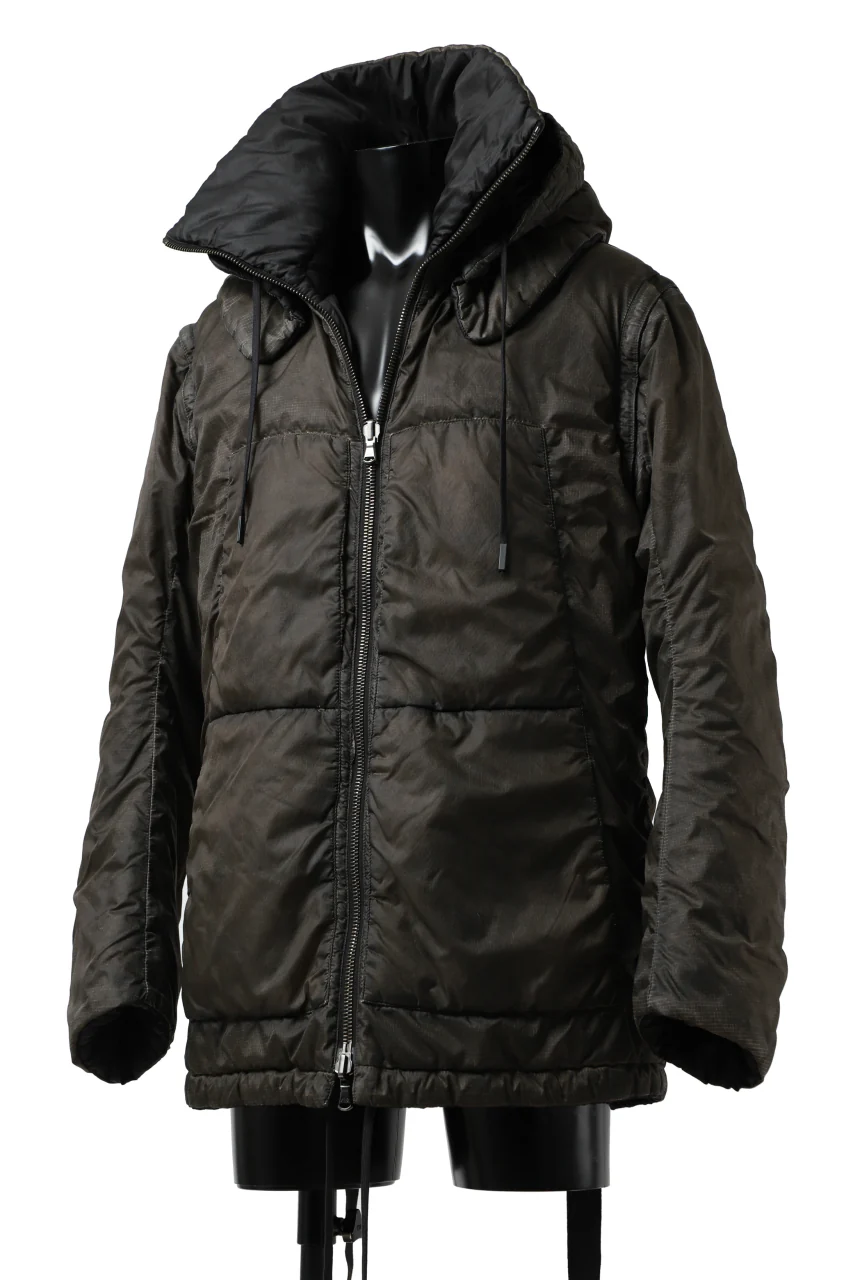 masnada REVERSIBLE 8WAY PADDED JACKET / RIPSTOP + RECYCLED WADDING (BLACK/DUST) - Image 3