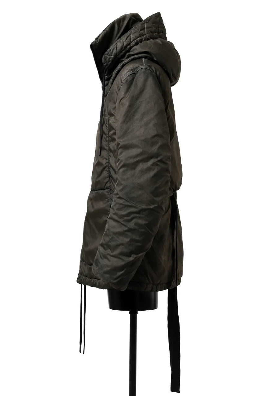masnada REVERSIBLE 8WAY PADDED JACKET / RIPSTOP + RECYCLED WADDING (BLACK/DUST) - Image 4