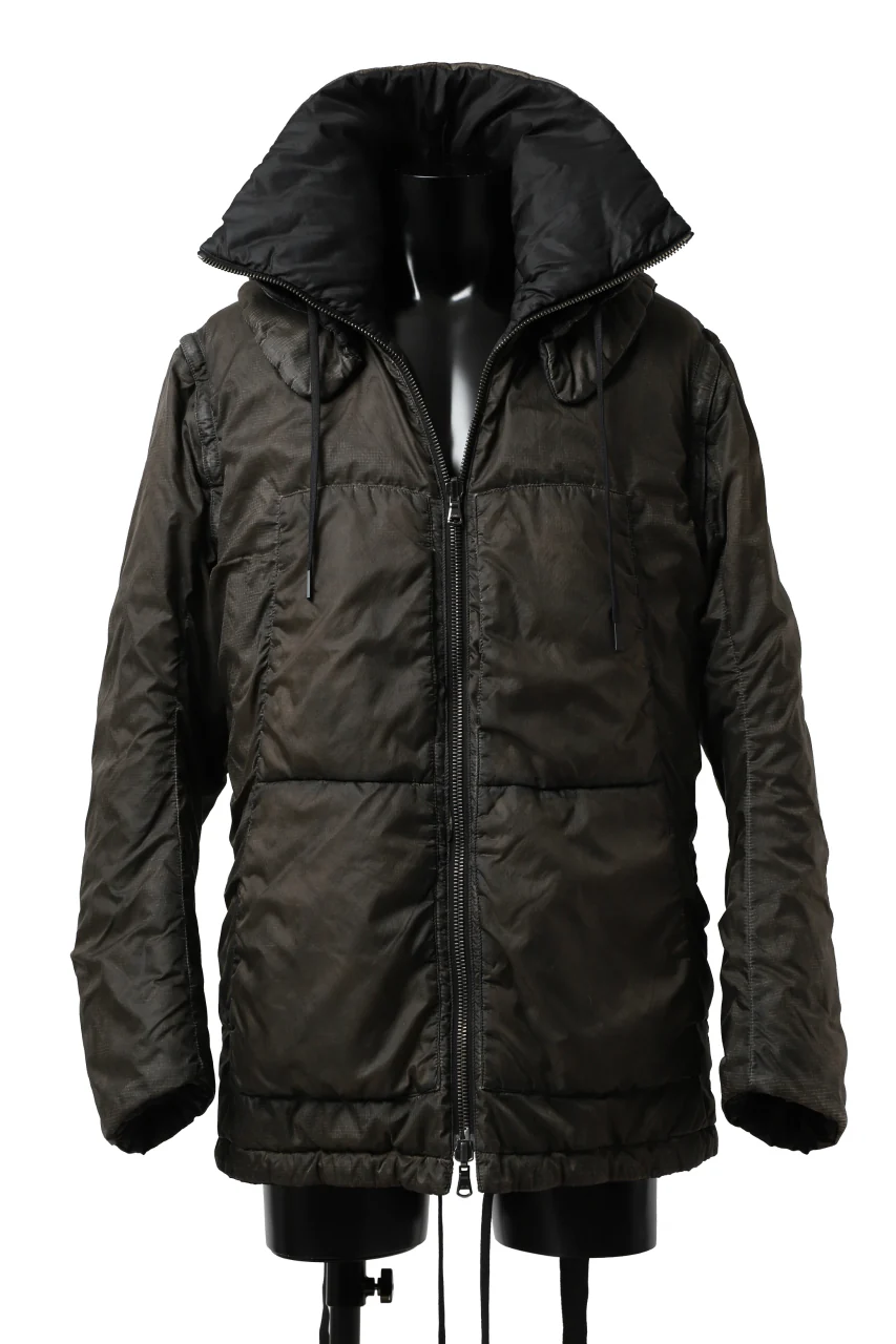 masnada REVERSIBLE 8WAY PADDED JACKET / RIPSTOP + RECYCLED WADDING (BLACK/DUST) - Image 7