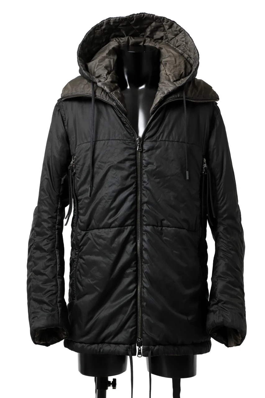 masnada REVERSIBLE 8WAY PADDED JACKET / RIPSTOP + RECYCLED WADDING (BLACK/DUST) - Image 9