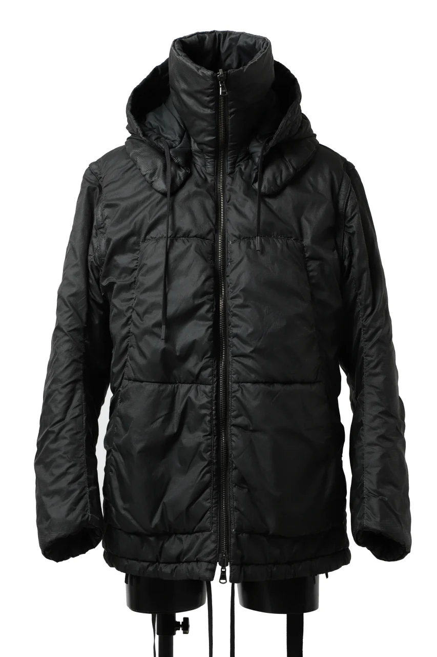masnada REVERSIBLE 8WAY PADDED JACKET / RIPSTOP + RECYCLED WADDING (BLACK/LEGION) - Image 4