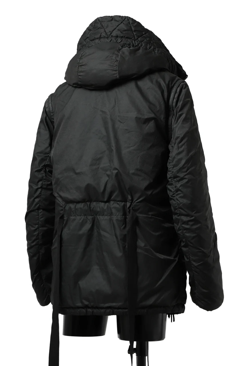 masnada REVERSIBLE 8WAY PADDED JACKET / RIPSTOP + RECYCLED WADDING (BLACK/LEGION) - Image 8