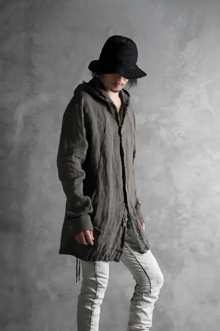 masnada SALVAGE BUCKET HAT /NEEDLED COTTON LINEN (BLACK) - Image 23