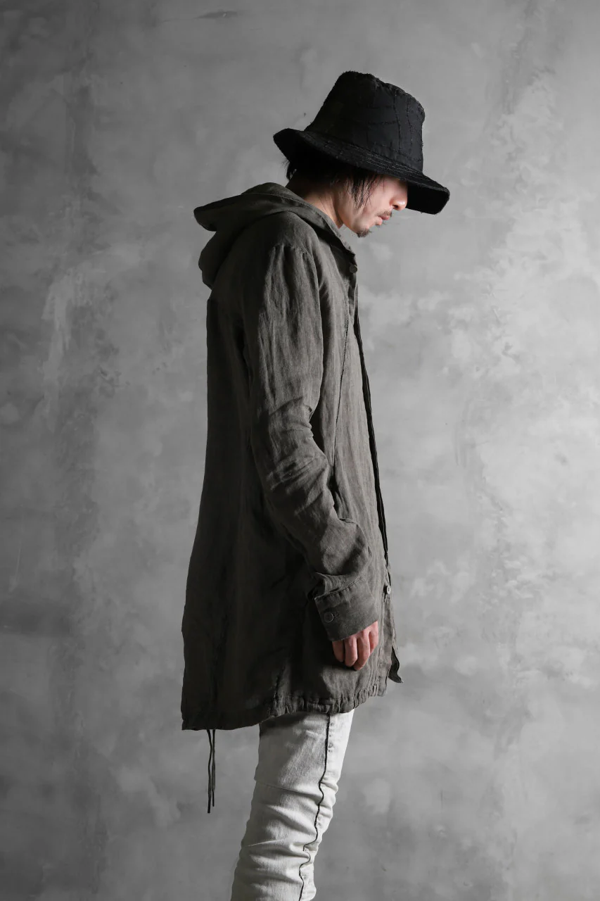 masnada SALVAGE BUCKET HAT /NEEDLED COTTON LINEN (BLACK) - Image 24