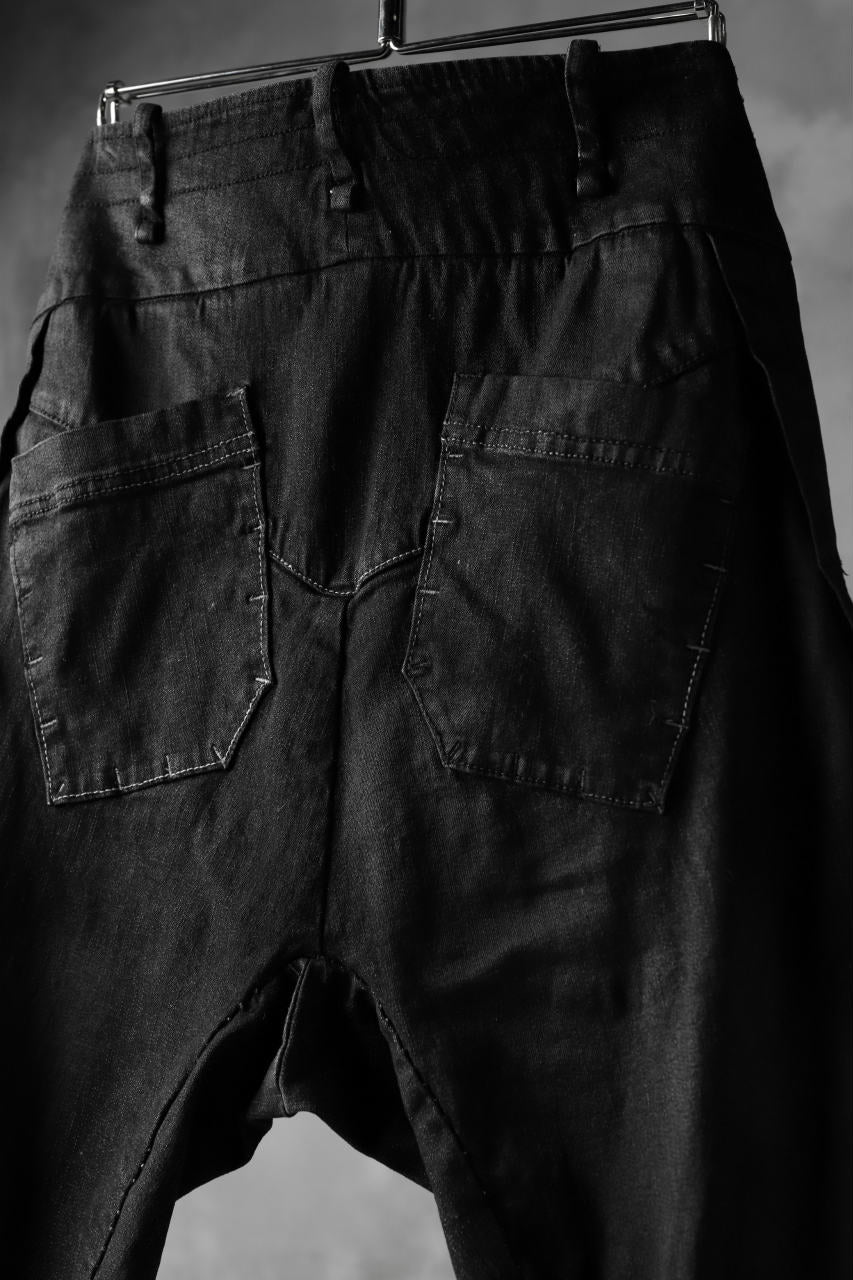 masnada SCAR STITCHED BIAS FRONT BAGGY PANT / COATING DENIM (BLACK) - Image 15