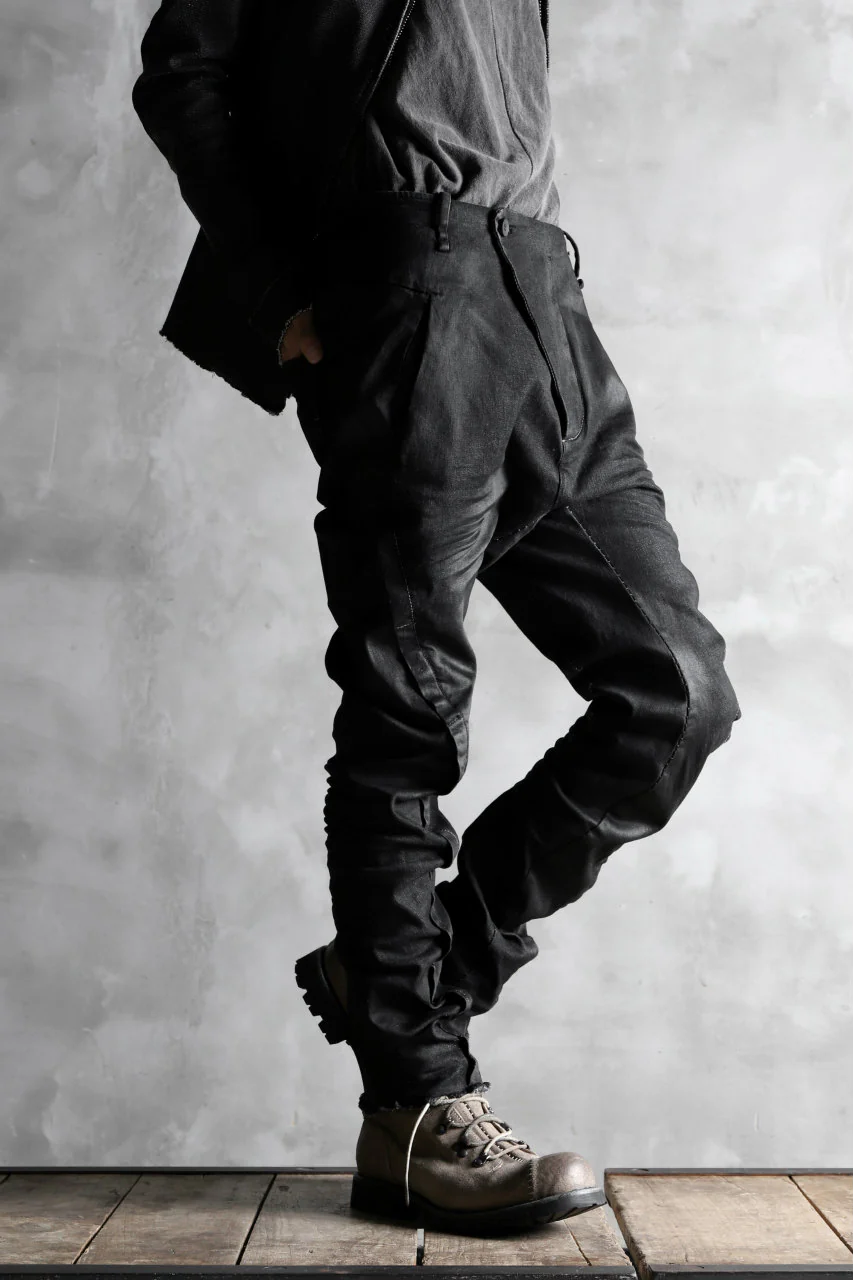 masnada SCAR STITCHED BIAS FRONT BAGGY PANT / COATING DENIM (BLACK) - Image 20