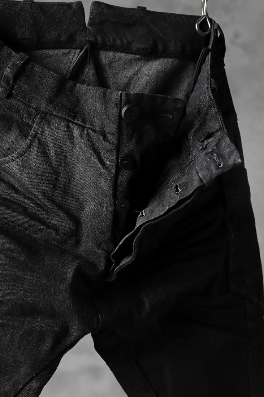 masnada SCAR STITCHED EDGE SKINNY PANT / COATING DENIM (BLACK) - Image 12