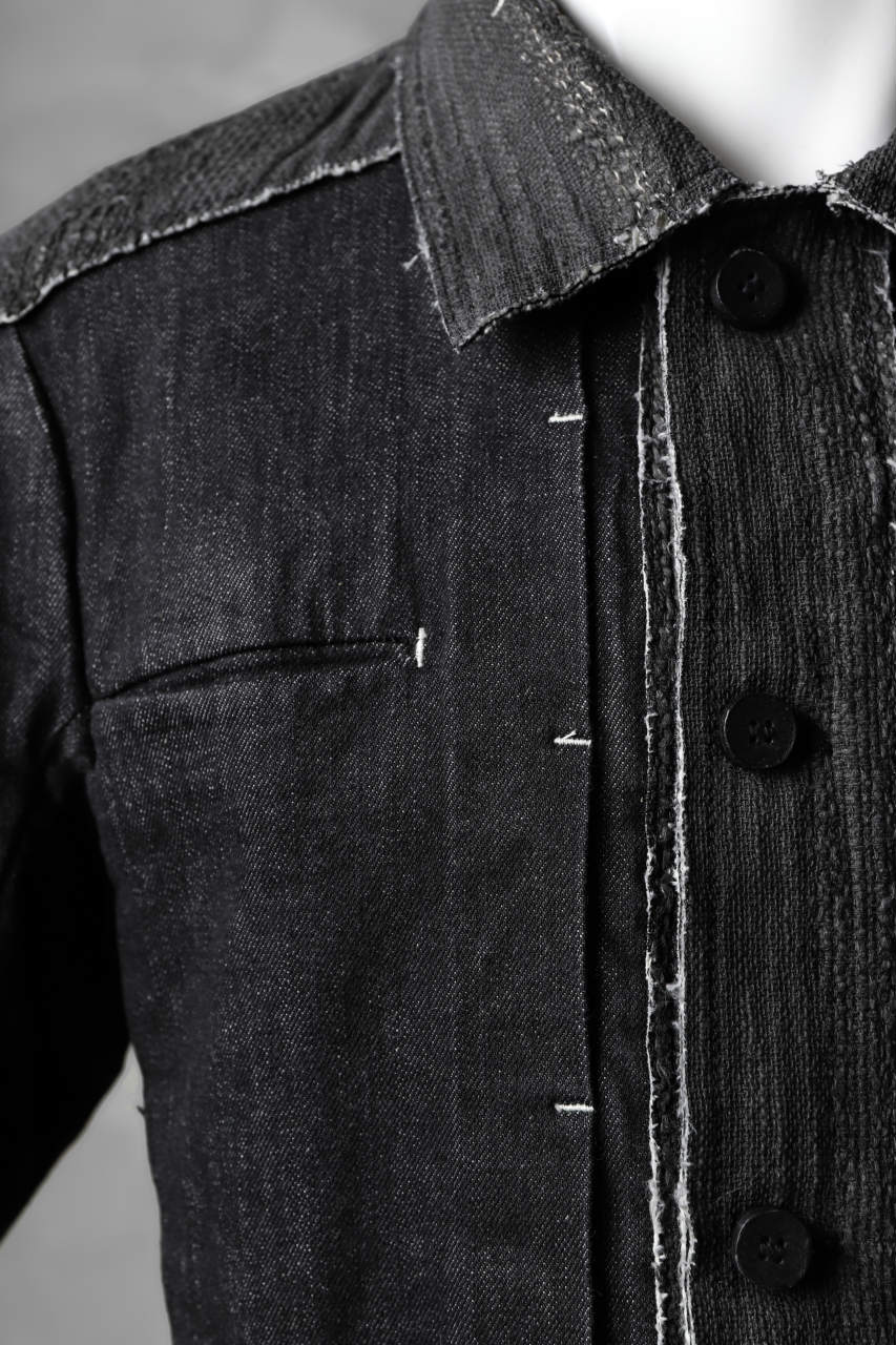 masnada SCAR STITCHED JEAN JACKET / CONTRAST DENIM (BLACK) - Image 10