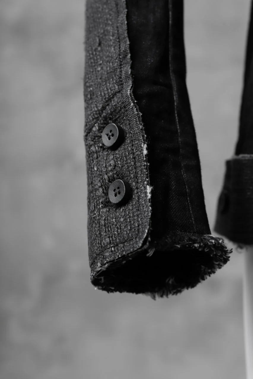 masnada SCAR STITCHED JEAN JACKET / CONTRAST DENIM (BLACK) - Image 11