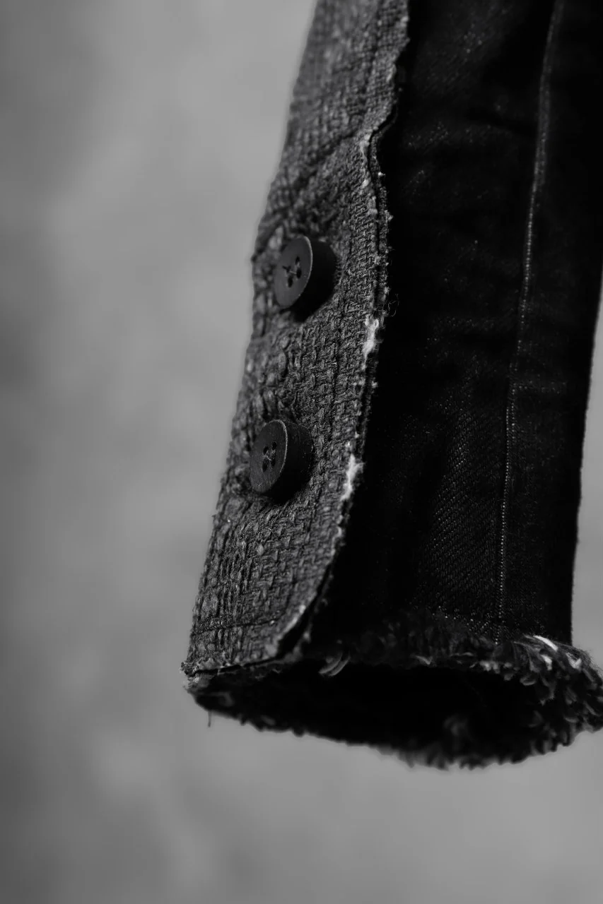 masnada SCAR STITCHED JEAN JACKET / CONTRAST DENIM (BLACK) - Image 12