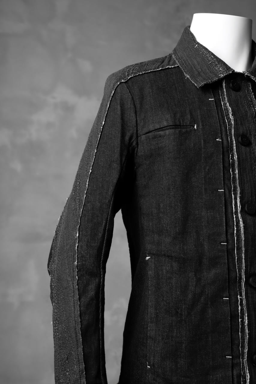 masnada SCAR STITCHED JEAN JACKET / CONTRAST DENIM (BLACK) - Image 13