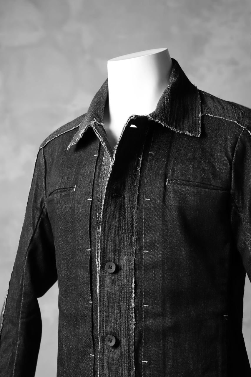 masnada SCAR STITCHED JEAN JACKET / CONTRAST DENIM (BLACK) - Image 14