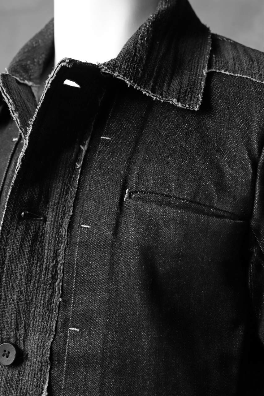 masnada SCAR STITCHED JEAN JACKET / CONTRAST DENIM (BLACK) - Image 15