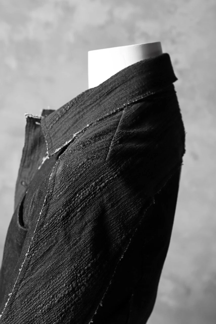 masnada SCAR STITCHED JEAN JACKET / CONTRAST DENIM (BLACK) - Image 16