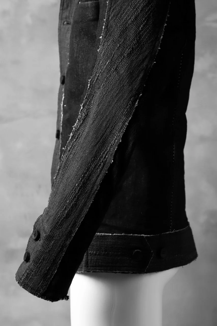 masnada SCAR STITCHED JEAN JACKET / CONTRAST DENIM (BLACK) - Image 17