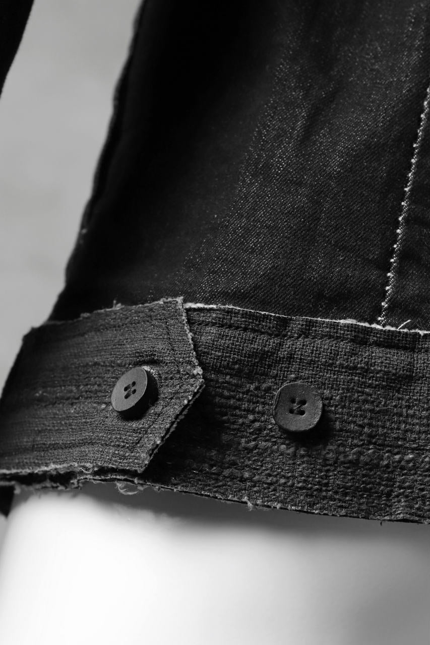 masnada SCAR STITCHED JEAN JACKET / CONTRAST DENIM (BLACK) - Image 18