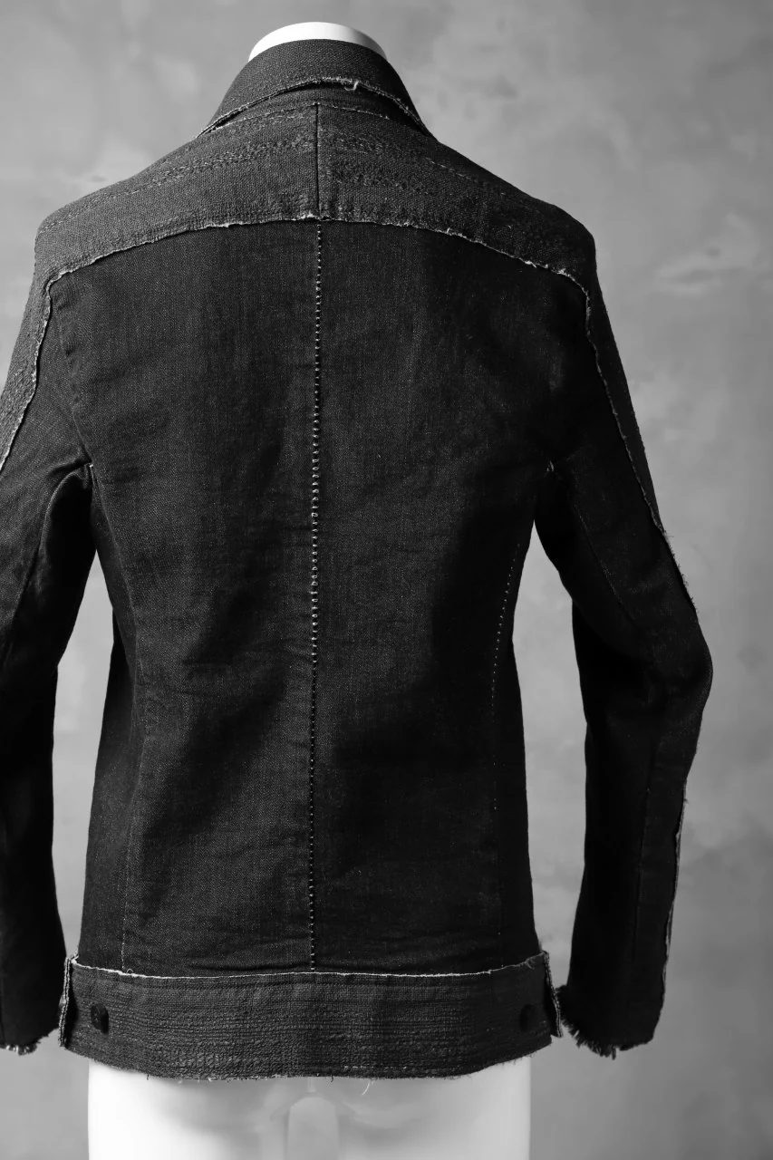 masnada SCAR STITCHED JEAN JACKET / CONTRAST DENIM (BLACK) - Image 20