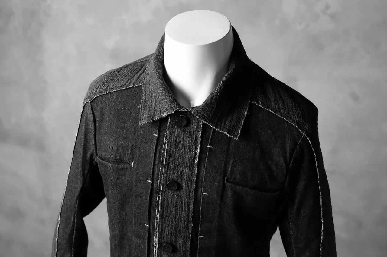 masnada SCAR STITCHED JEAN JACKET / CONTRAST DENIM (BLACK) - Image 24