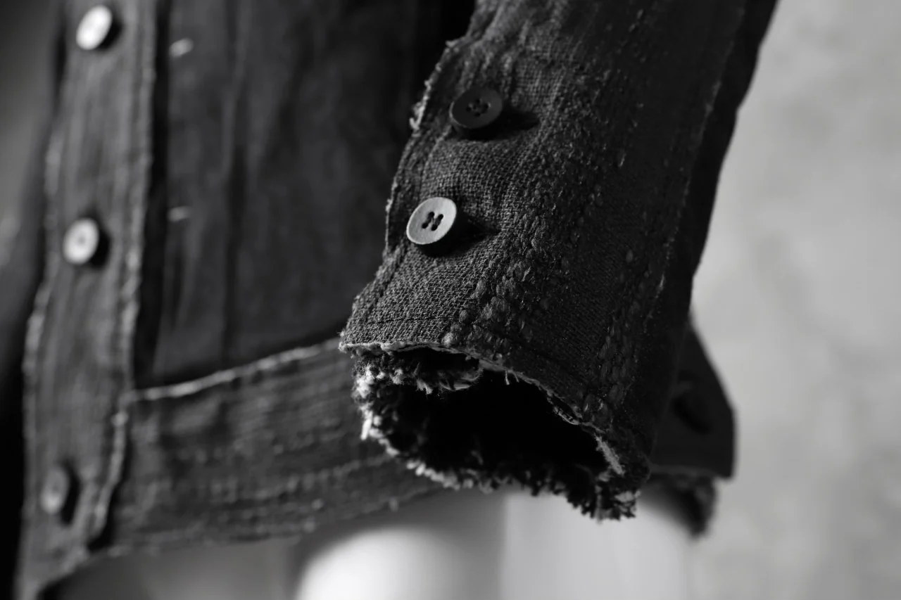 masnada SCAR STITCHED JEAN JACKET / CONTRAST DENIM (BLACK) - Image 26
