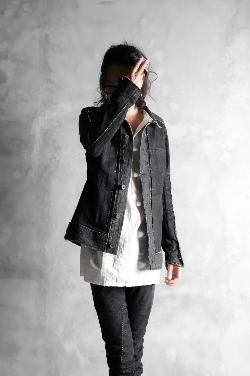 masnada SCAR STITCHED JEAN JACKET / CONTRAST DENIM (BLACK) - Image 28