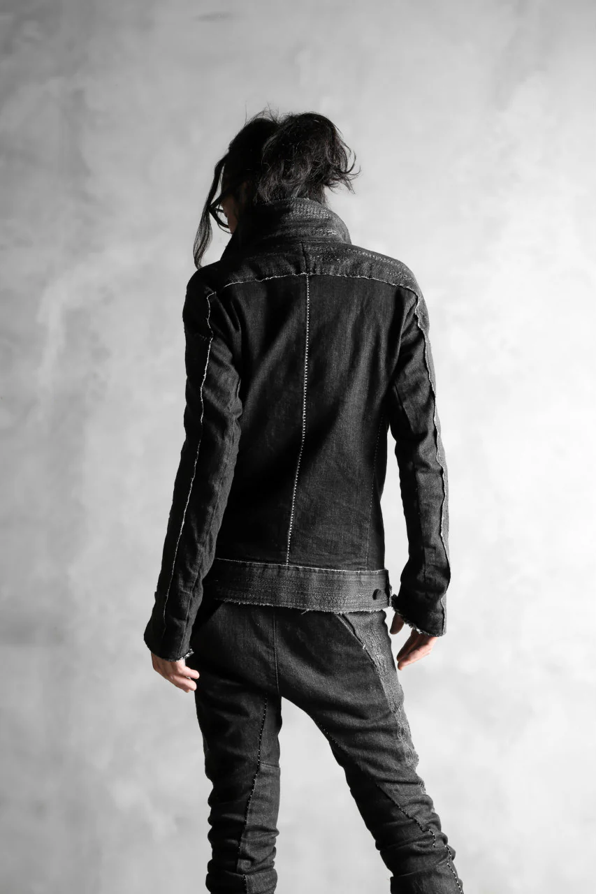 masnada SCAR STITCHED JEAN JACKET / CONTRAST DENIM (BLACK) - Image 29