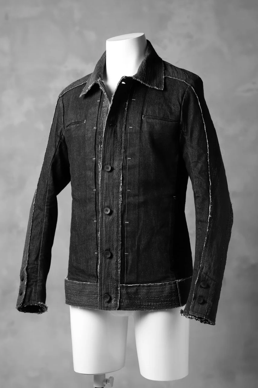 masnada SCAR STITCHED JEAN JACKET / CONTRAST DENIM (BLACK) - Image 3