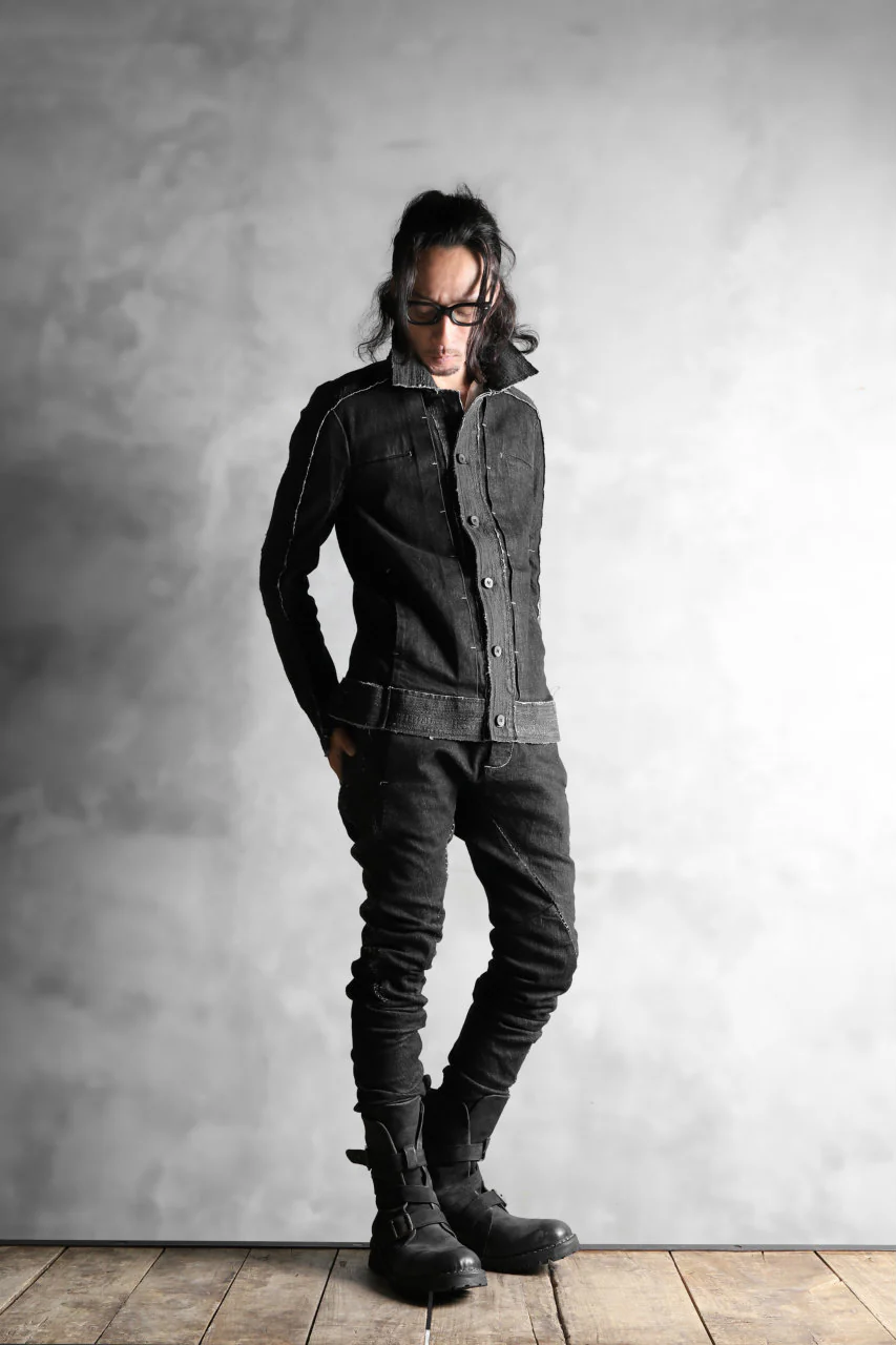 masnada SCAR STITCHED JEAN JACKET / CONTRAST DENIM (BLACK) - Image 30