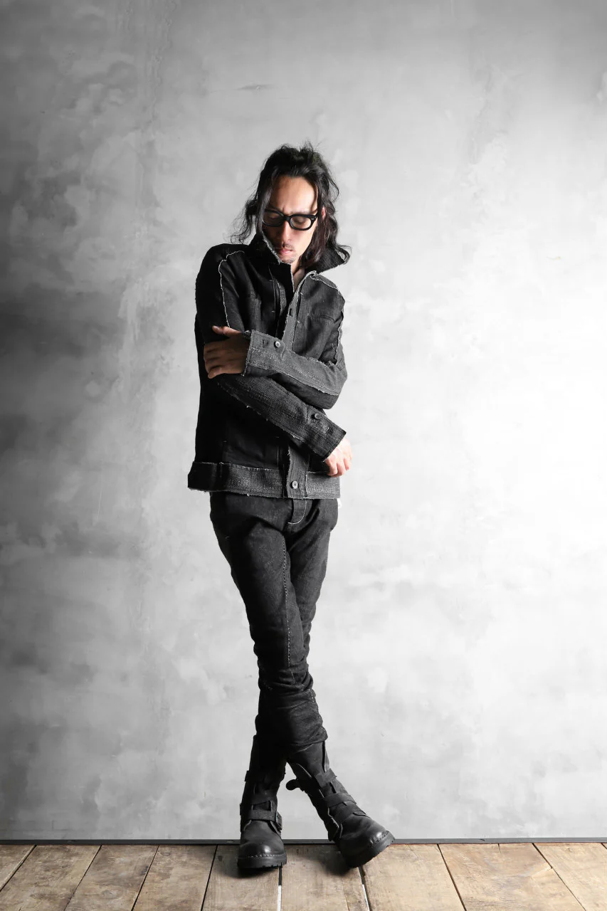 masnada SCAR STITCHED JEAN JACKET / CONTRAST DENIM (BLACK) - Image 31