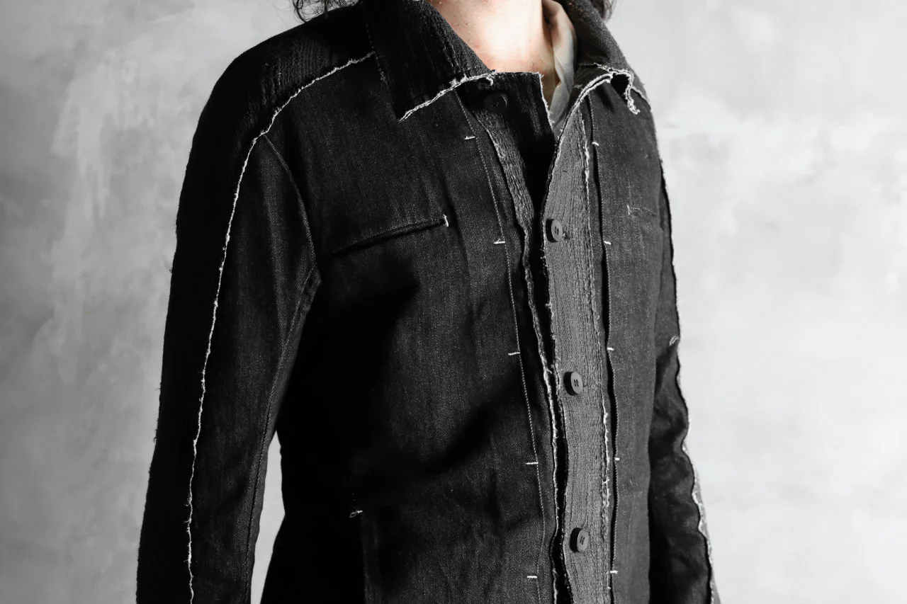 masnada SCAR STITCHED JEAN JACKET / CONTRAST DENIM (BLACK) - Image 33