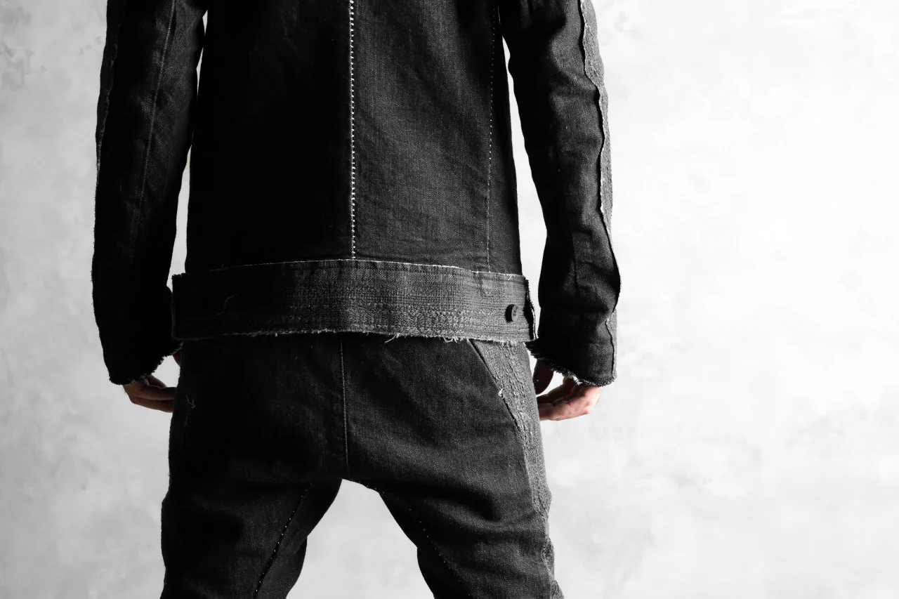 masnada SCAR STITCHED JEAN JACKET / CONTRAST DENIM (BLACK) - Image 36