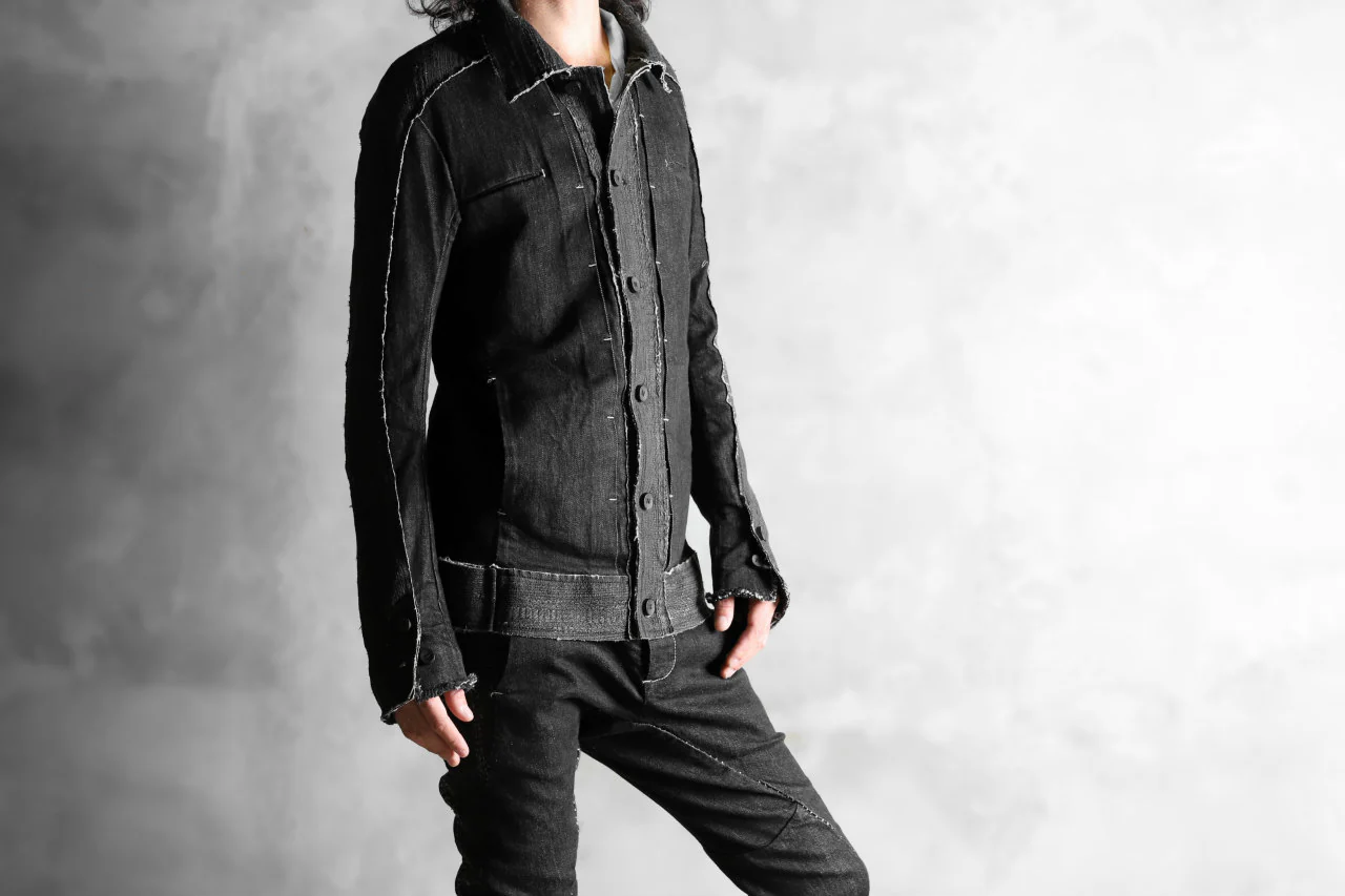 masnada SCAR STITCHED JEAN JACKET / CONTRAST DENIM (BLACK) - Image 37