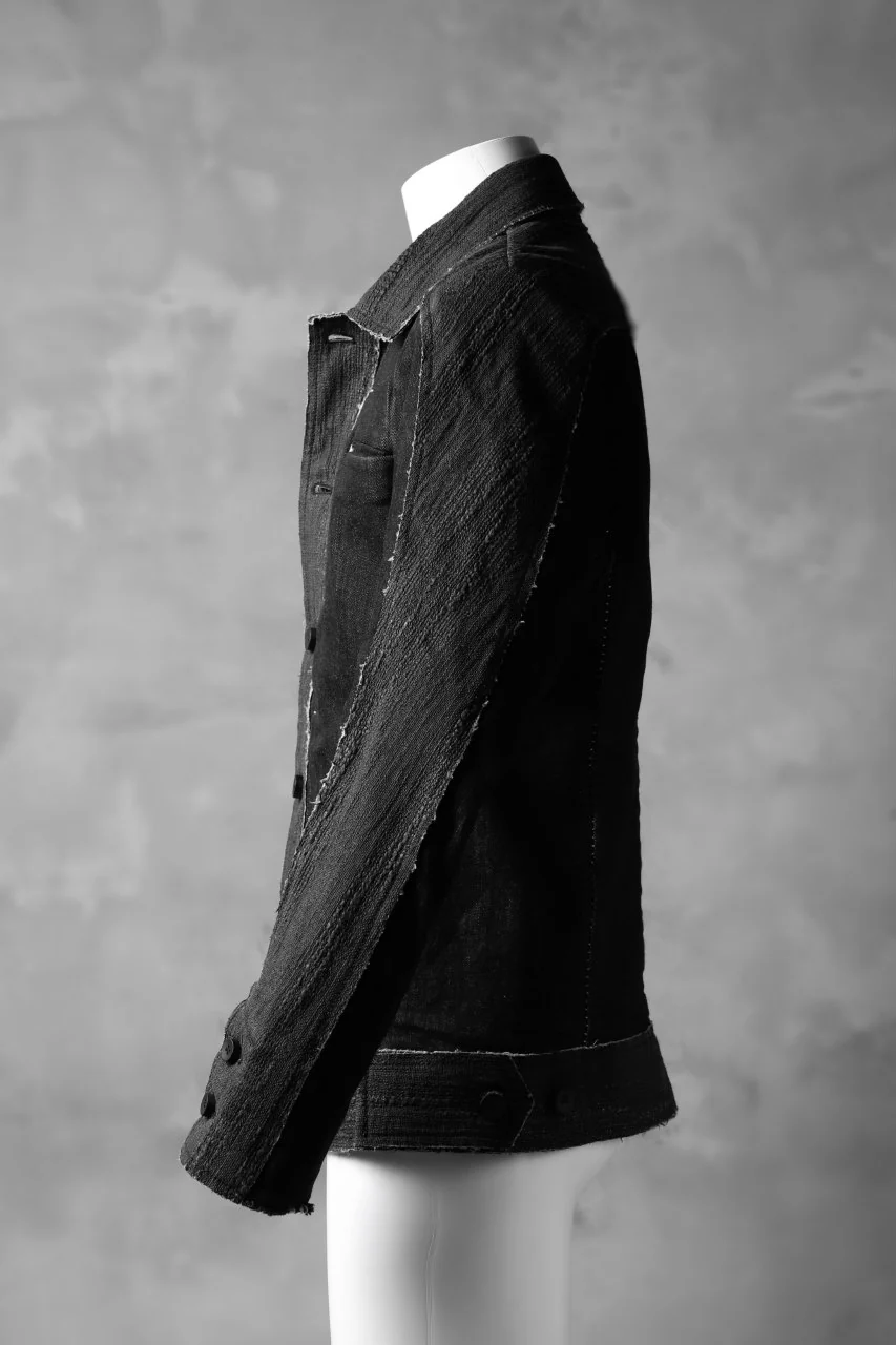 masnada SCAR STITCHED JEAN JACKET / CONTRAST DENIM (BLACK) - Image 4