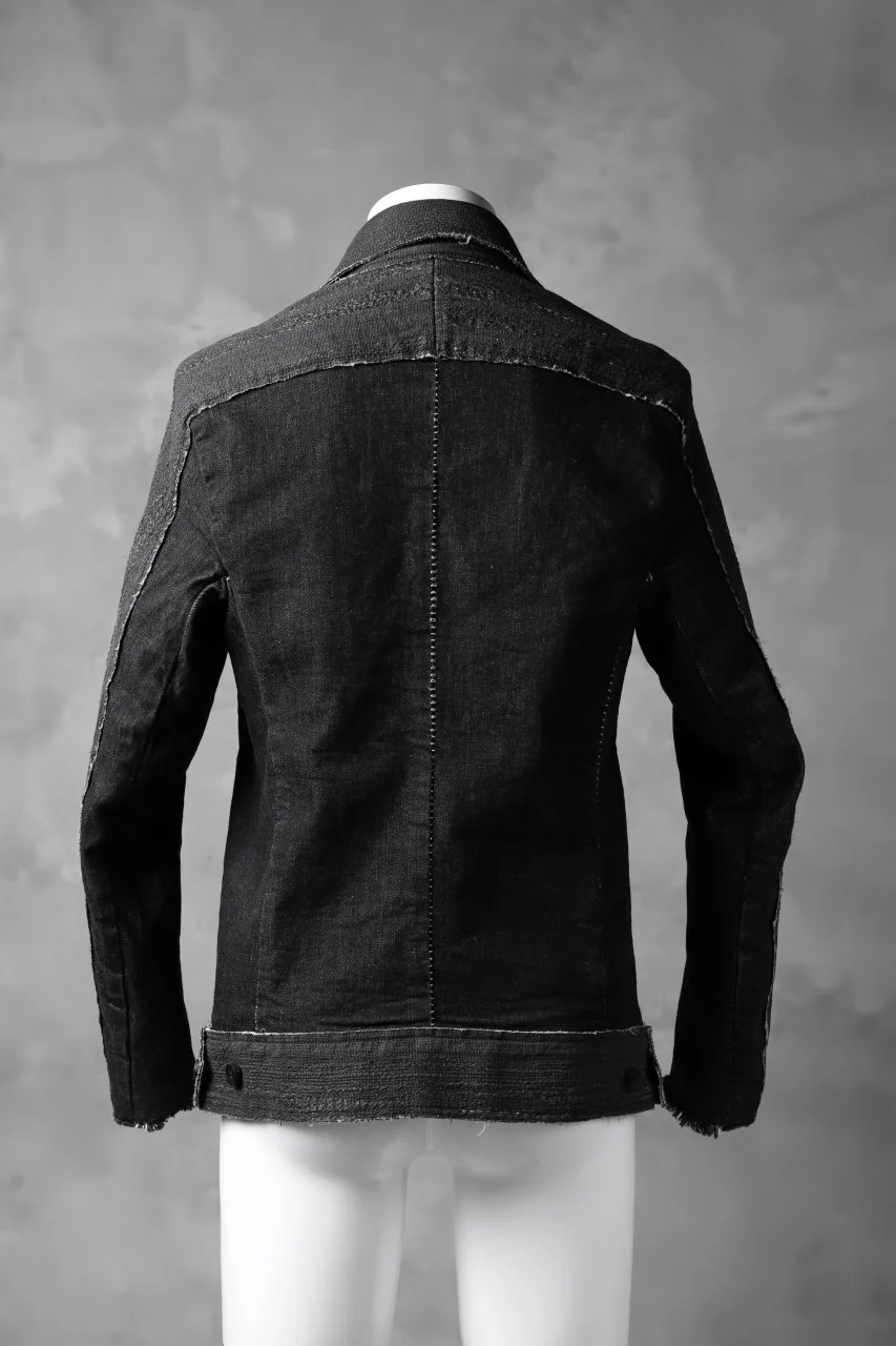 masnada SCAR STITCHED JEAN JACKET / CONTRAST DENIM (BLACK) - Image 5