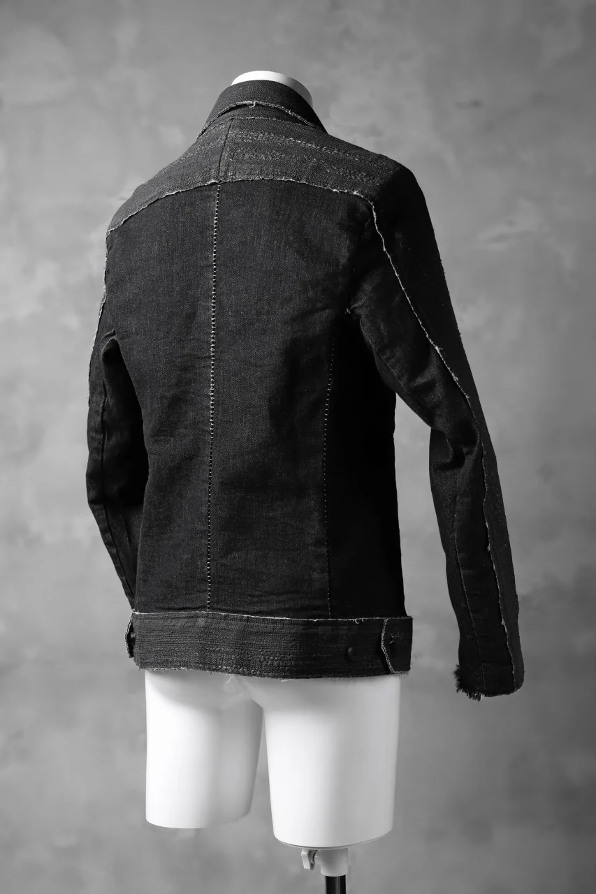 masnada SCAR STITCHED JEAN JACKET / CONTRAST DENIM (BLACK) - Image 6