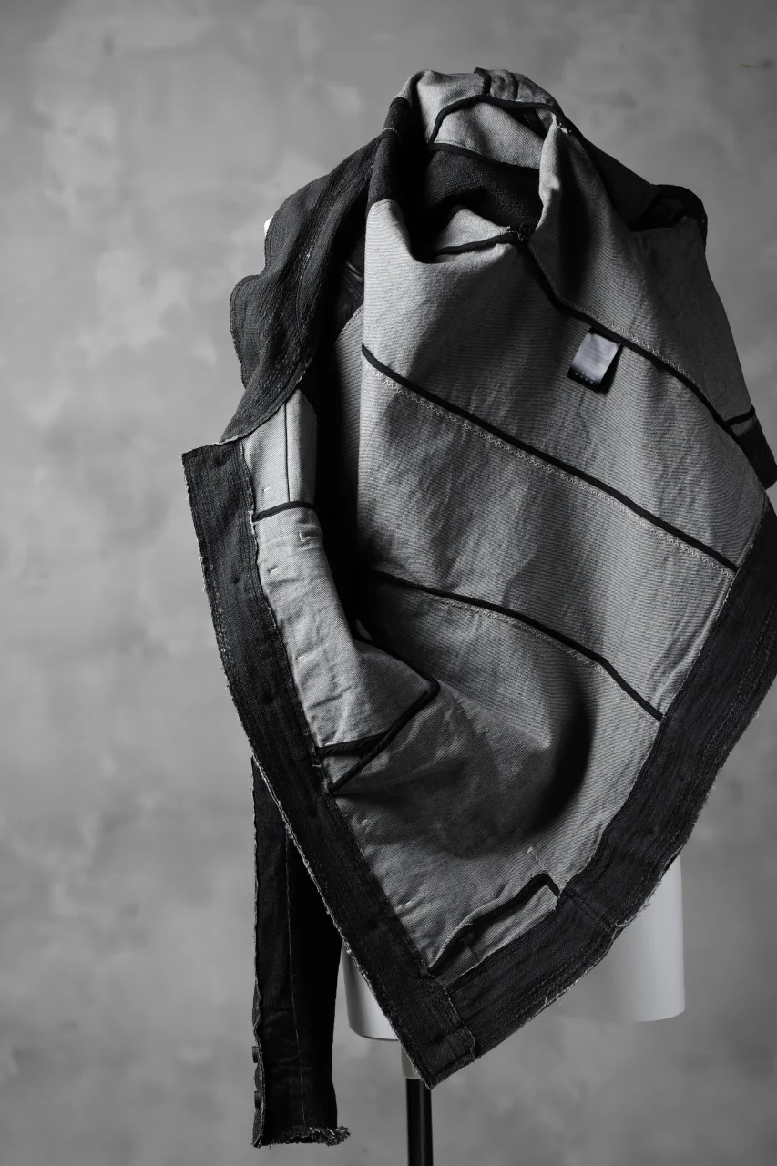 masnada SCAR STITCHED JEAN JACKET / CONTRAST DENIM (BLACK) - Image 7