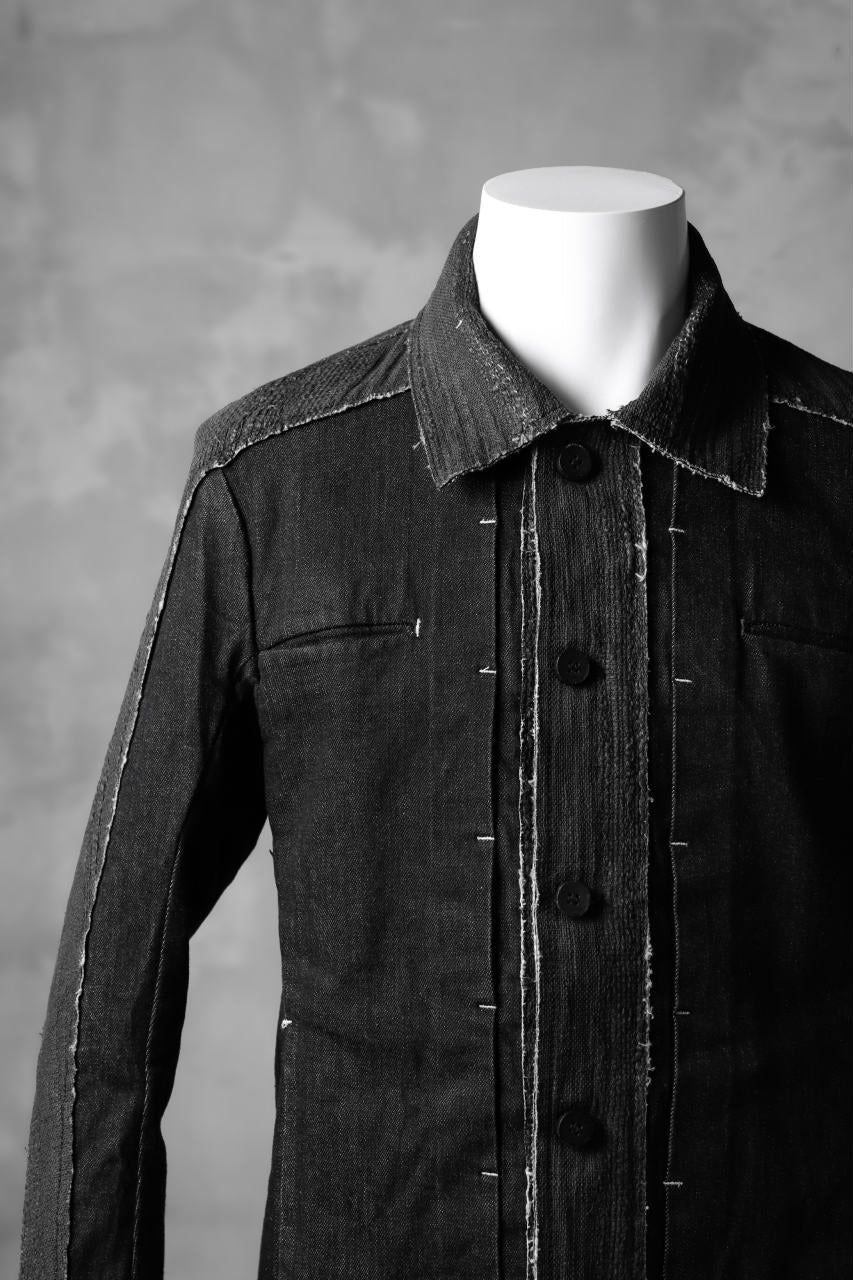 masnada SCAR STITCHED JEAN JACKET / CONTRAST DENIM (BLACK) - Image 8