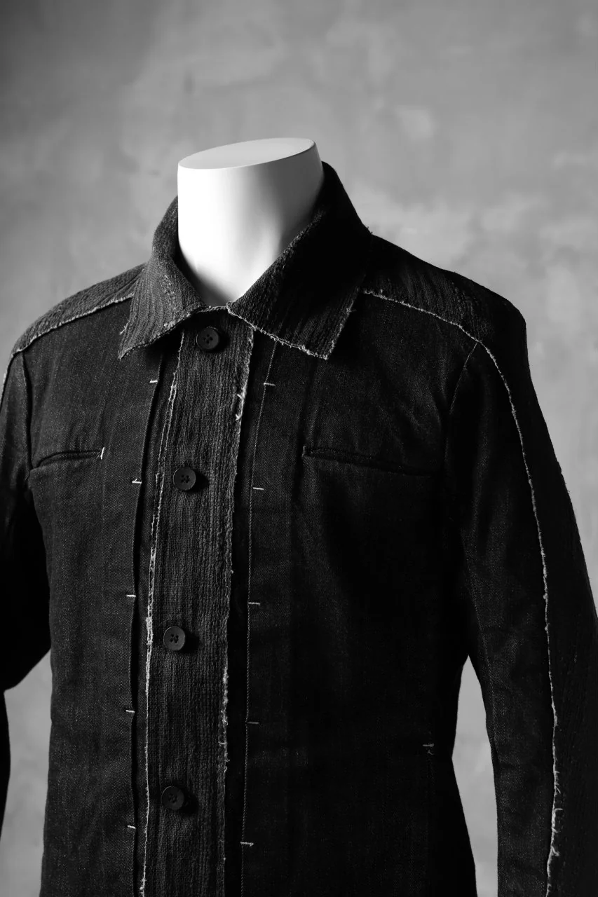 masnada SCAR STITCHED JEAN JACKET / CONTRAST DENIM (BLACK) - Image 9