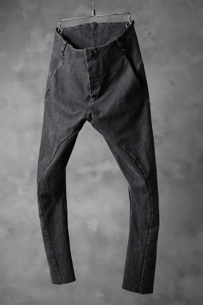 masnada SCAR STITCHED SLIM CURVE PANT / WASHED RESIN-COAT DENIM (WASHED BLACK) - Image 2