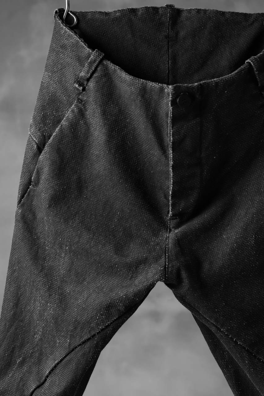 masnada SCAR STITCHED SLIM CURVE PANT / WASHED RESIN-COAT DENIM (WASHED BLACK) - Image 5