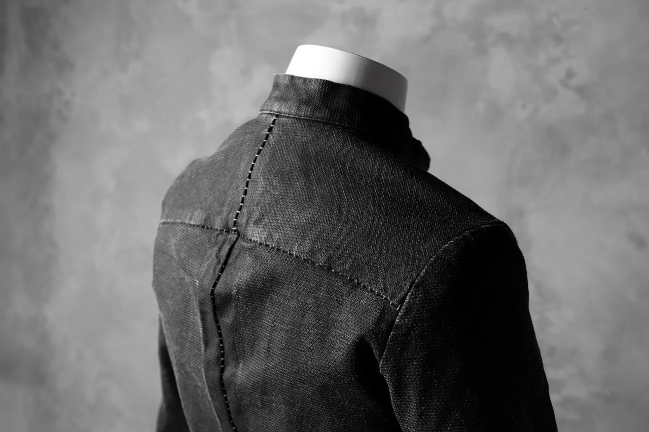 masnada SCAR STITCHED ZIP JACKET / WASHED RESIN-COAT DENIM (WASHED BLACK) - Image 26
