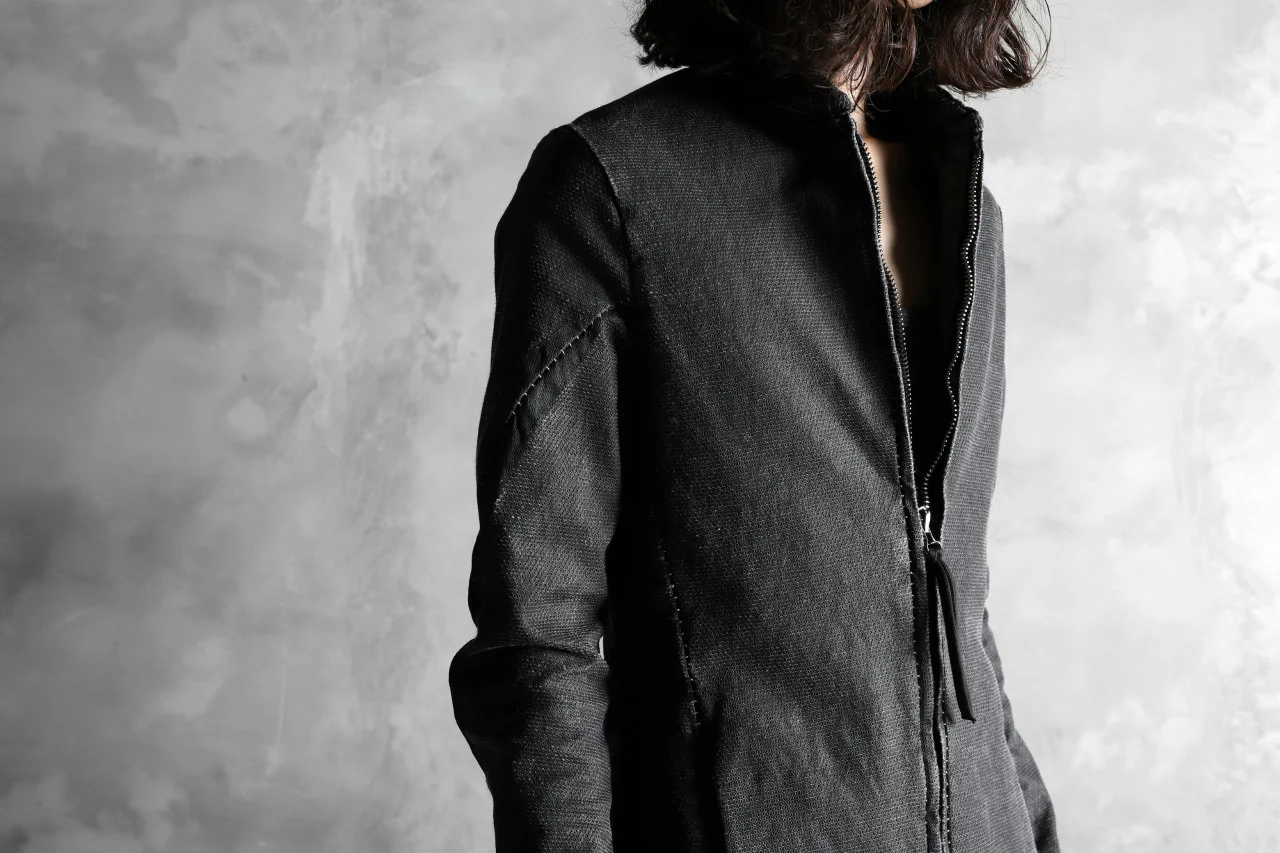 masnada SCAR STITCHED ZIP JACKET / WASHED RESIN-COAT DENIM (WASHED BLACK) - Image 32
