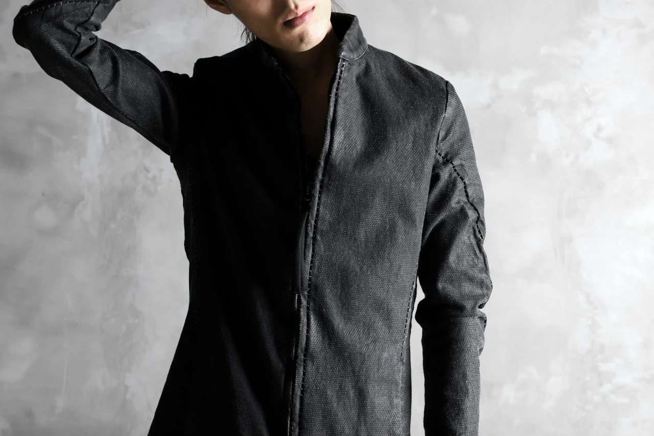 masnada SCAR STITCHED ZIP JACKET / WASHED RESIN-COAT DENIM (WASHED BLACK) - Image 33