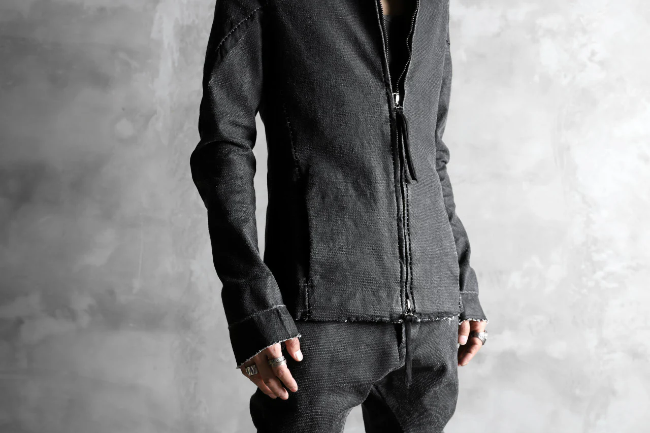 masnada SCAR STITCHED ZIP JACKET / WASHED RESIN-COAT DENIM (WASHED BLACK) - Image 36