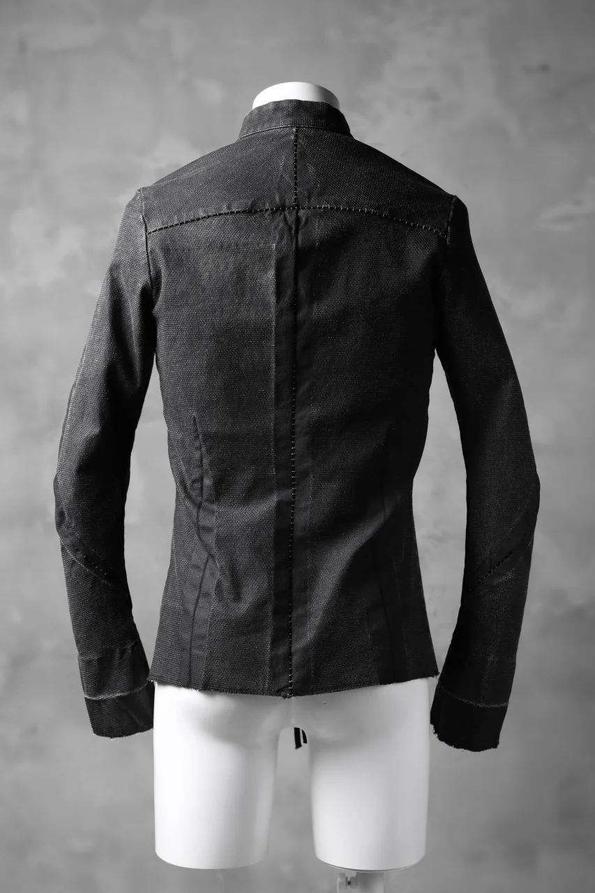 masnada SCAR STITCHED ZIP JACKET / WASHED RESIN-COAT DENIM (WASHED BLACK) - Image 6
