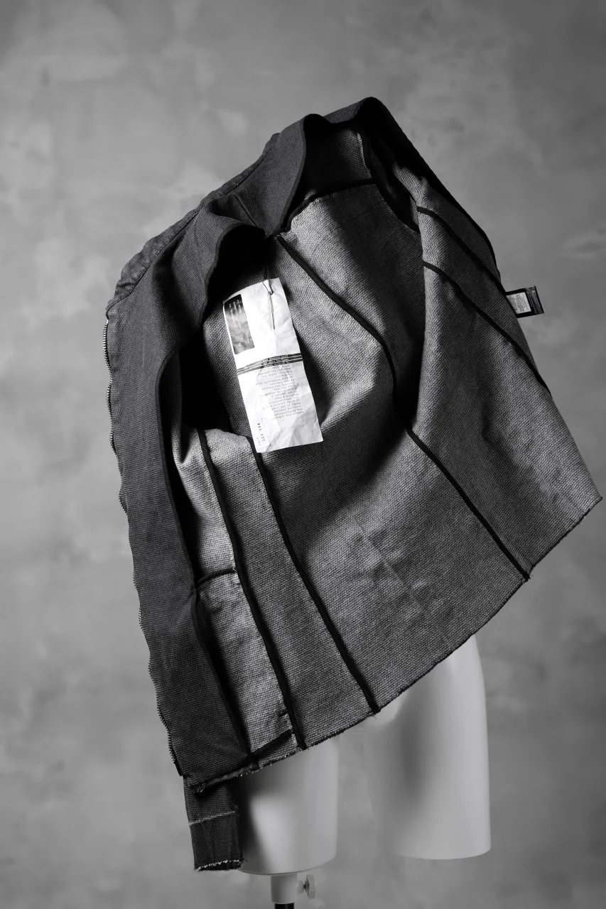 masnada SCAR STITCHED ZIP JACKET / WASHED RESIN-COAT DENIM (WASHED BLACK) - Image 8