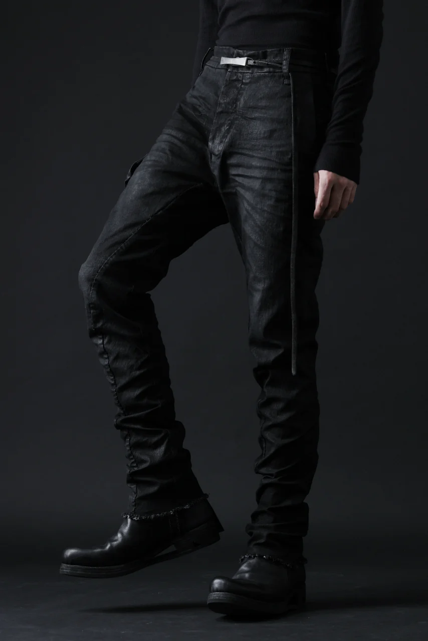 masnada SLIM JEANS / REPURPOSED STRETCH (BLACK HAND SMEARED RESIN) - Image 24