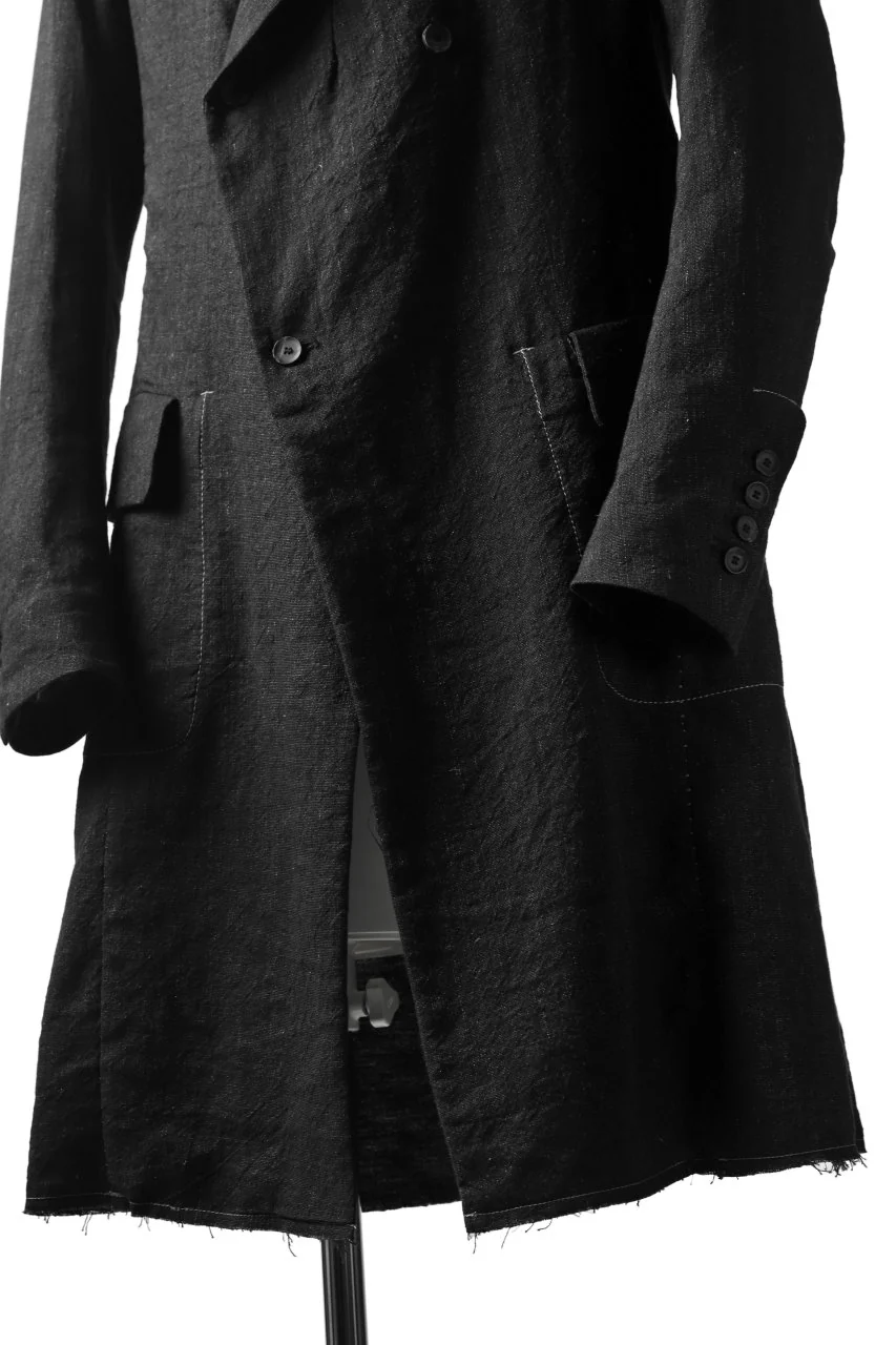 masnada SUMMER TRENCH COAT / COTONE DI LINO STAMPATO (BLACK) - Image 14